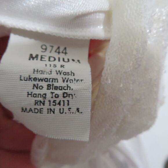 Cinema Etoile Womens Sz M Off White Long Line Nylon Wrap Dress Vintage Nightgown - Picture 8 of 9